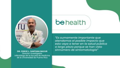 Doctor Jorge Santana Bagur junto a mensaje con cita directa RECOVER investigación en Puerto Rico