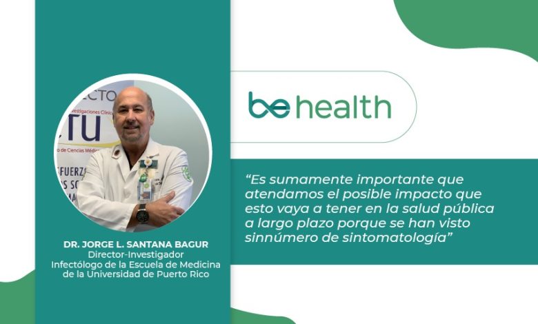 Doctor Jorge Santana Bagur junto a mensaje con cita directa RECOVER investigación en Puerto Rico
