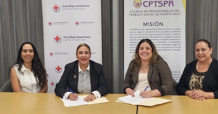 Colegio de Profesionales del Trabajo Social de Puerto Rico (CPTSPR) y la Cruz Roja Americana, Capítulo de Puerto Rico (CRACPR), formalizaron un acuerdo de colaboración para la prestación de servicios voluntarios a través del Programa de Salud Mental en Desastres
