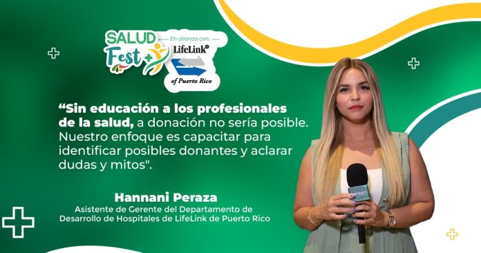 Hannani Peraza de LifeLink de Puerto Rico en el evento Salud Fest sobre donación de órganos